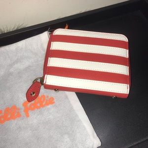 Auth. Folli Follie Red Zip Around Bi-Fold Wallet
